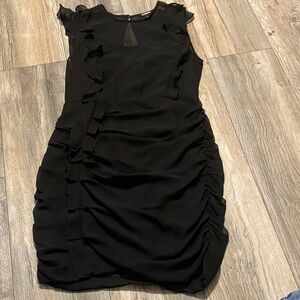 Express Black Ruched Mini Dress